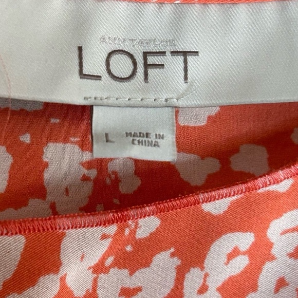 LOFT Printed Sleeveless Top Womens Size L Ribbon Straps Boho‎ Orange - Picture 5 of 6